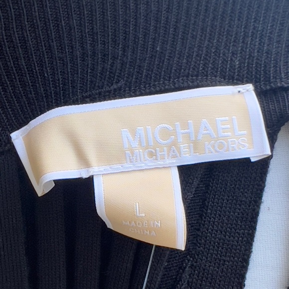 Michael Kors Ribbed Stretch Knit Halter Dress Black Size L NWT - Picture 5 of 5